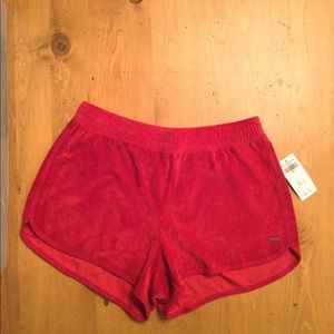 Hollister Velour Sleep Shorts Red